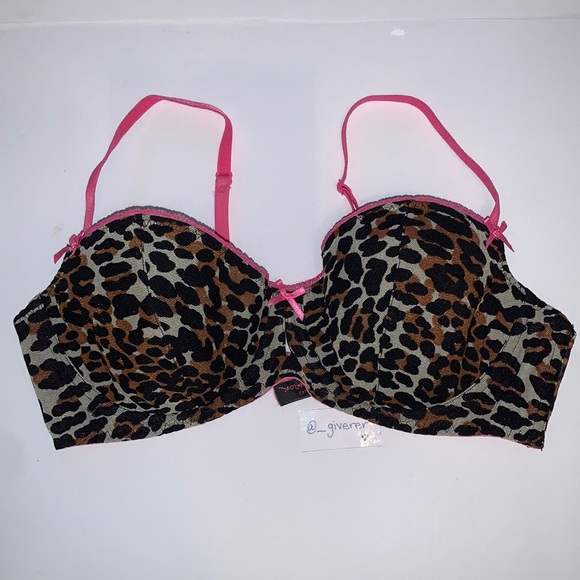 VS X Betsey Johnson Pink Leopard 36 C / S Bra Set - Picture 2 of 16